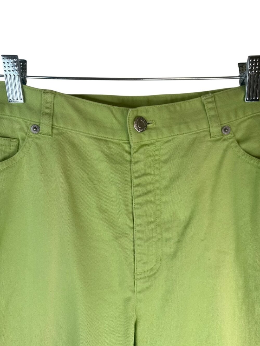 2/$30 Lauren Jeans Co. Ralph Lauren 14 Lime Green Stretch Cropped Pants - Picture 13 of 16